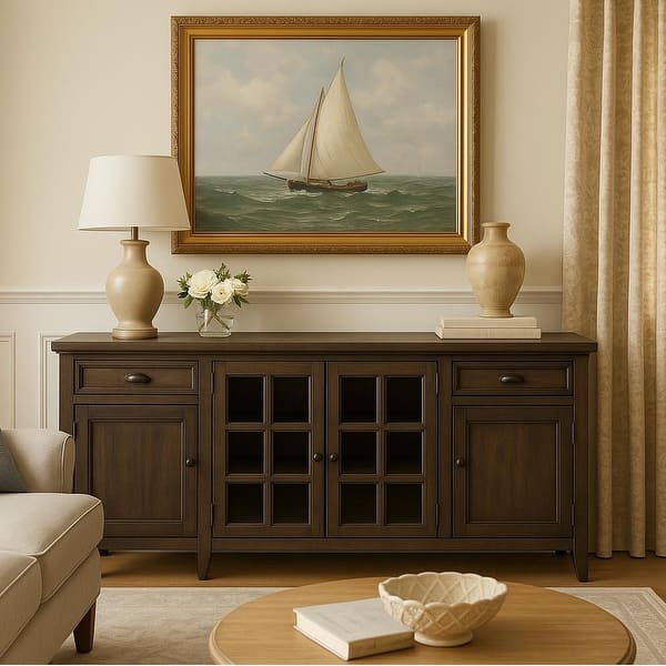 slide 2 of 12, Magnussen Home Bay Creek Toasted Nutmeg 80" Console - 80"W x 18"D x 32"H 80"W x 18"D x 32"H - Brown