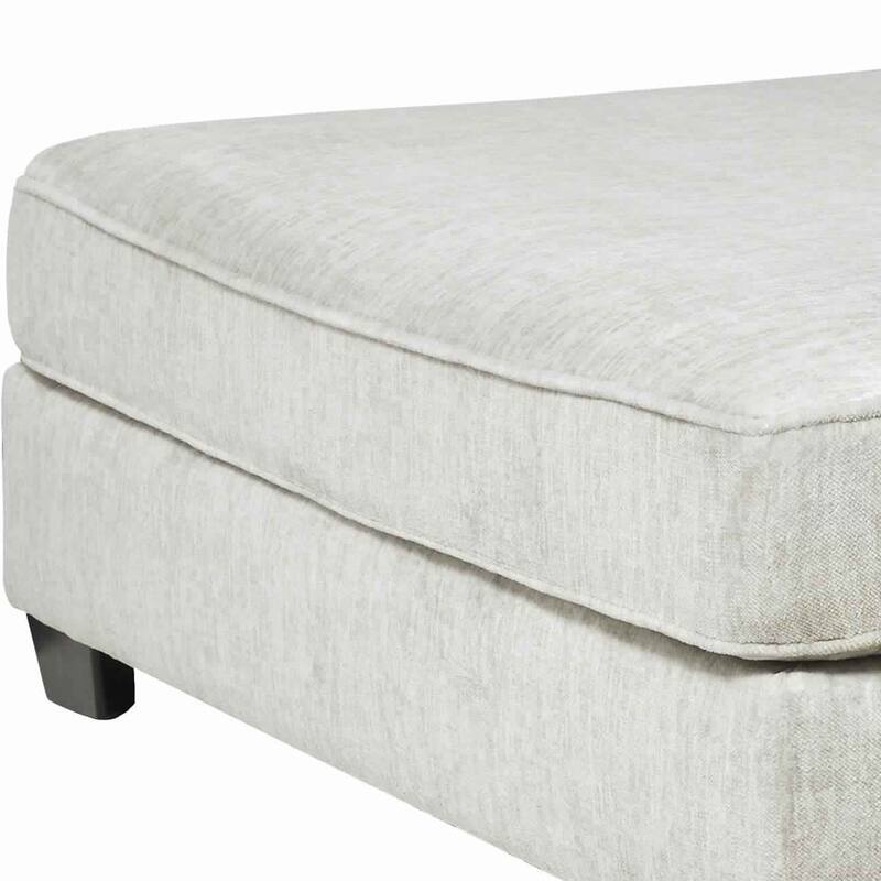Fabric Upholstered Oversized Ottoman with Tapered Legs, Off White