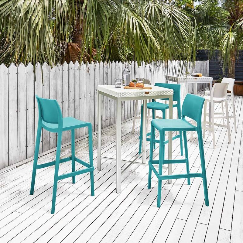 Sensilla Resin Stackable All-Weather Bar Stool, Set of 2