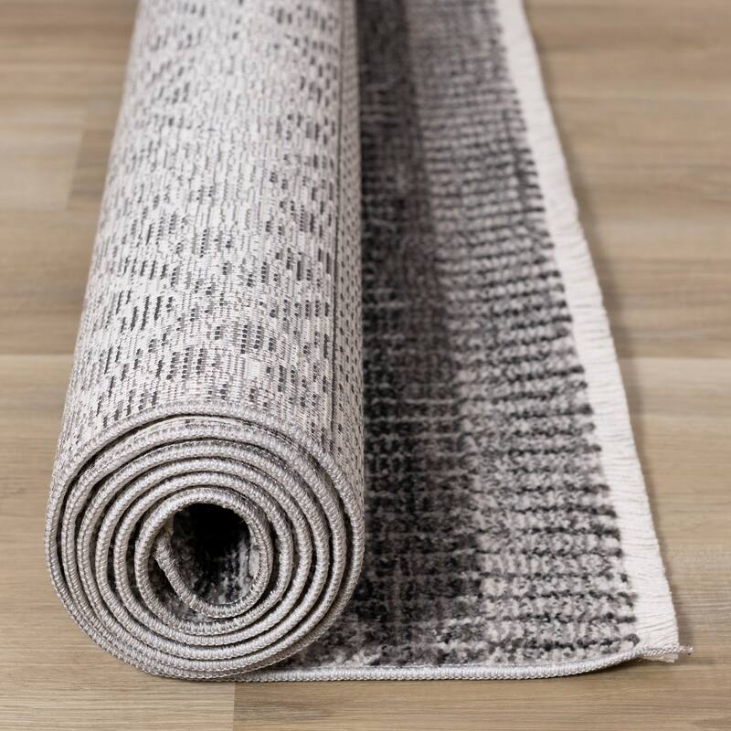 Eva Collection - Grey Banded Patterns Rug