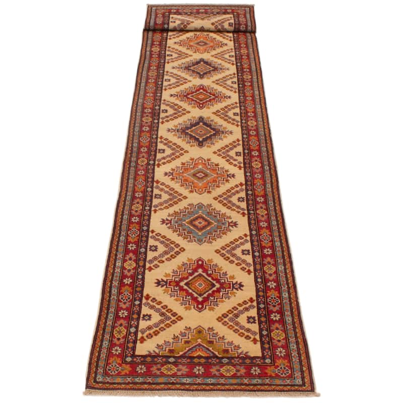 ECARPETGALLERY Hand-knotted Finest Ghazni Cream Wool Rug - 2'8 x 14'2