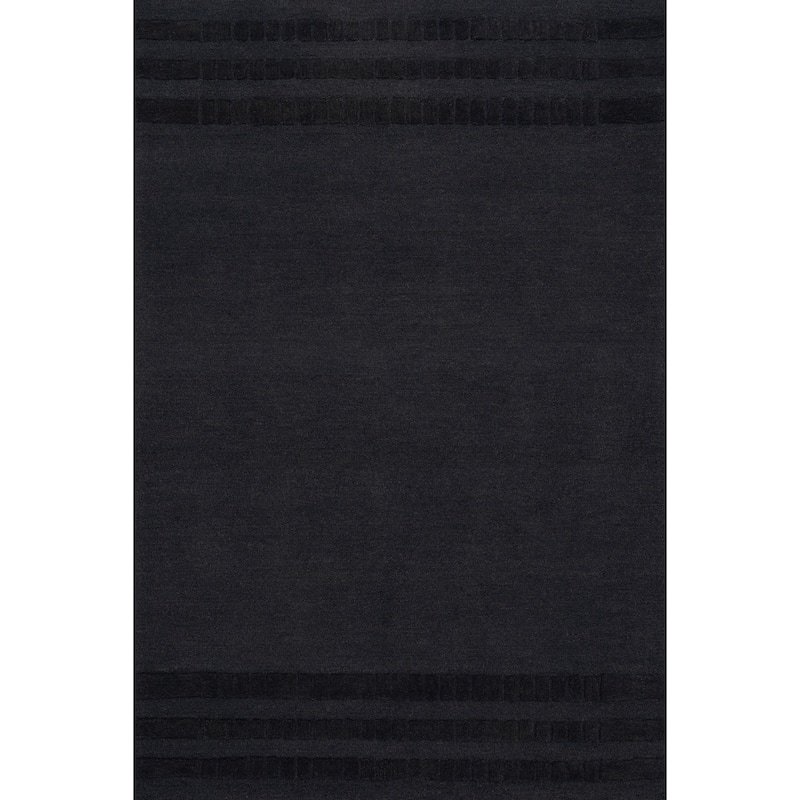 Carmeon Hamilton Barron Solid Bohemian Wool Rug - 6' x 9' - Black - Rectangle