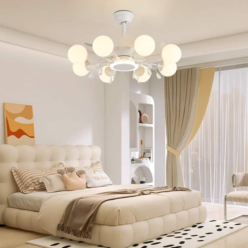 31in. Indoor Gold Modern Ceiling Fan with Light, Reversible Fandelier with Light Bulbs and Remote for Living Room
