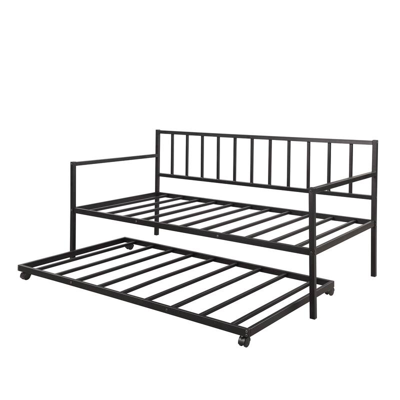Multifunctional Twin Daybed with Trundle Bed for Living Room Guest Room - Black