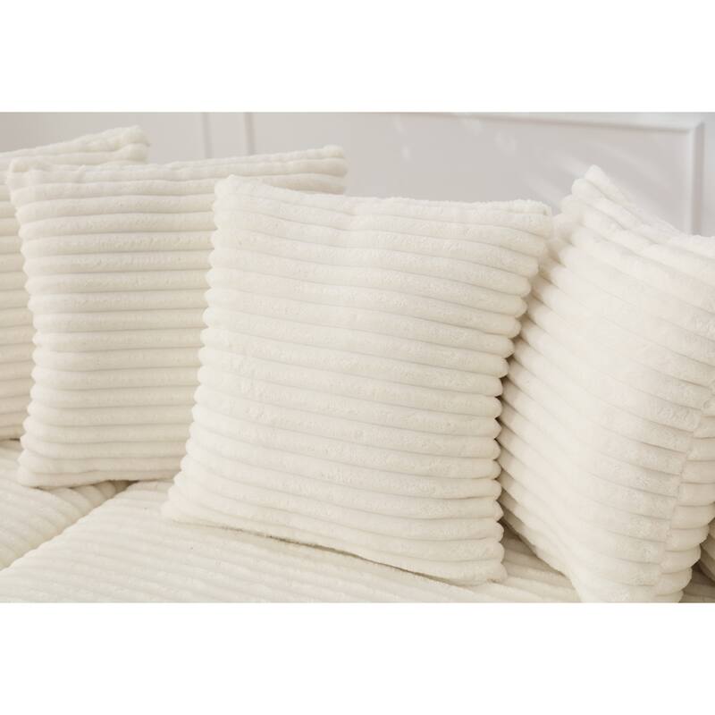 Oversized Two-Piece Couches, L Shaped Sofa, Corduroy, Right Chaise Daybed,with Armrests,Eight Throw Pillows,Corner Sofa
