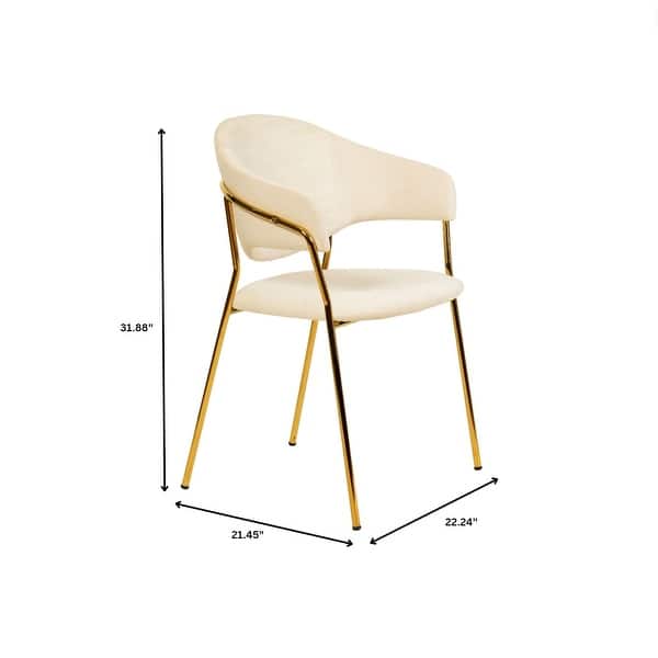 dimension image slide 3 of 5, Set of 2 Bella Modern Leather or Velvet Upholstered Dining Chair with Gold Stainless Steel Legs for Home Office Kitchen