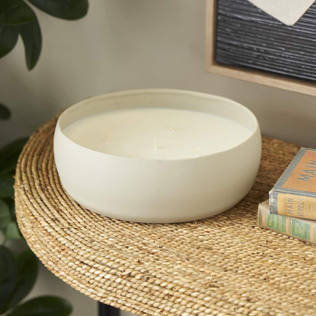 Beige, Black or Cream Metal Scented Textured 63oz 5 Wick Decorative Candle with White Wax