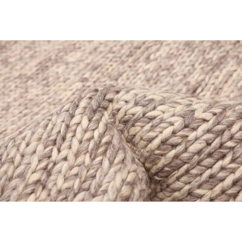 ECARPETGALLERY Braid weave Sienna Grey, Ivory Wool Rug - 5'2 x 8'1