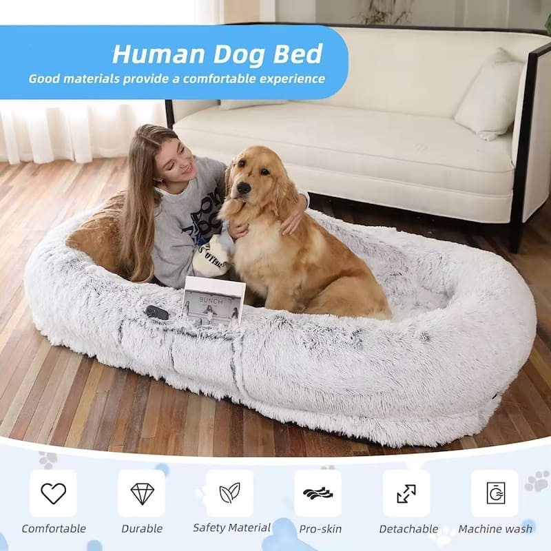 71"Gray Best Washable Human Sized Dog Bed Pet And Human Friendly Pet Beds Lazy Sofa - 71"