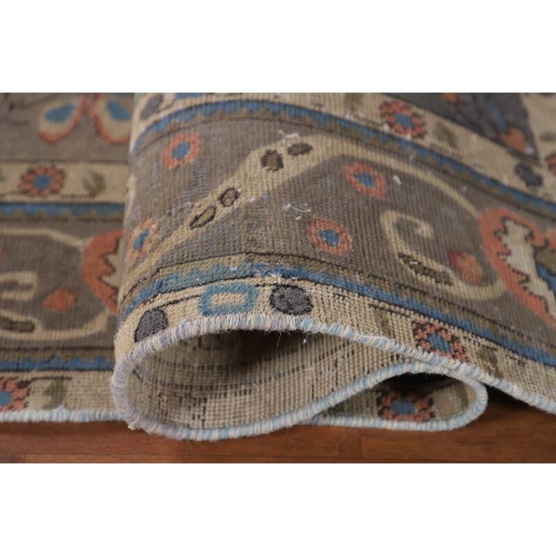 Tabriz Living Room Vintage Rug Handmade Wool Carpet - 6'5"x 9'6"