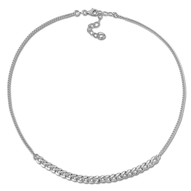 Miadora Sterling Silver Curb Link Chain Necklace and Bracelet Set