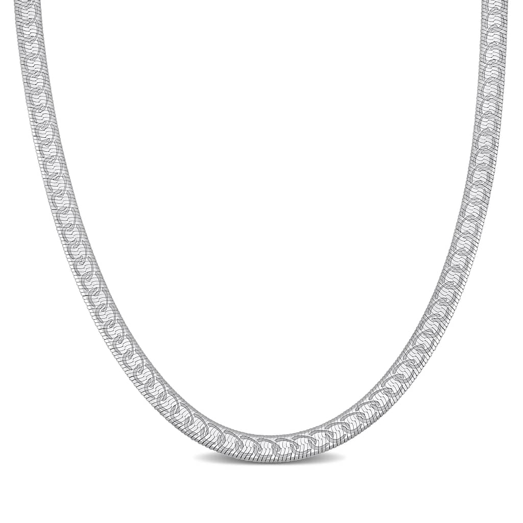 Miadora 4.5mm Fancy Herringbone Necklace in Sterling Silver