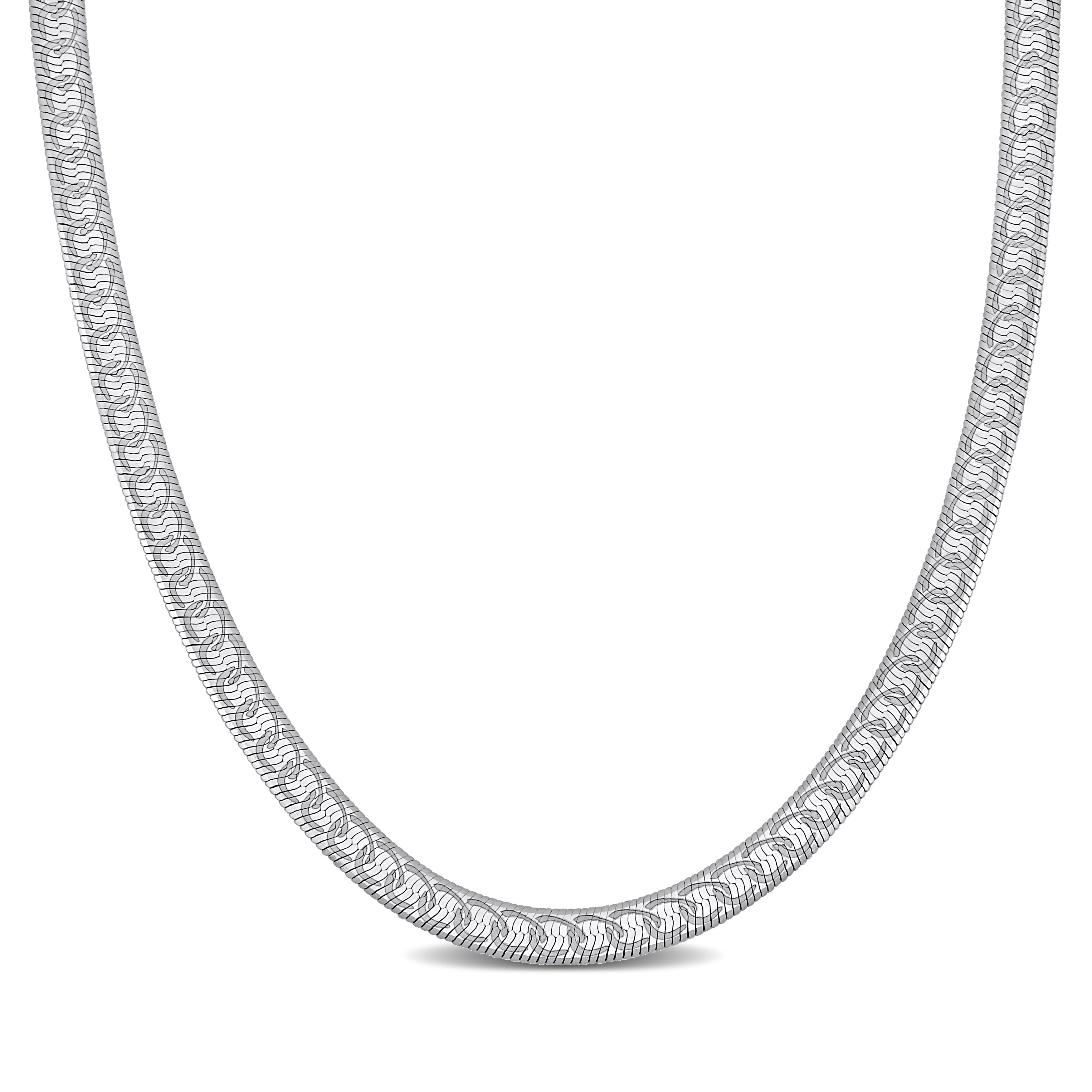 Miadora 4.5mm Fancy Herringbone Necklace in Sterling Silver