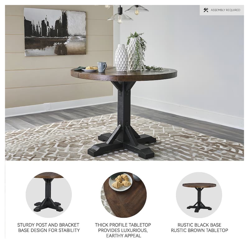 Signature Design by Ashley Valebeck Black/Dark Brown Counter Height Dining Table - 48" W x 48" D x 36" H