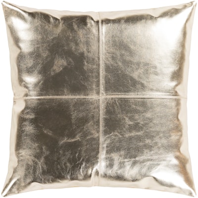 Signature Champagne Leather Poly Fill Throw Pillow (18" x 18")