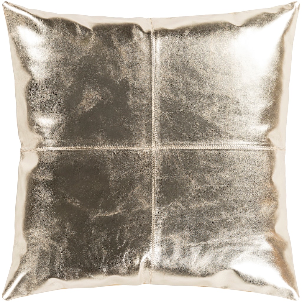Signature Champagne Leather Throw Pillow Cover (18" x 18")
