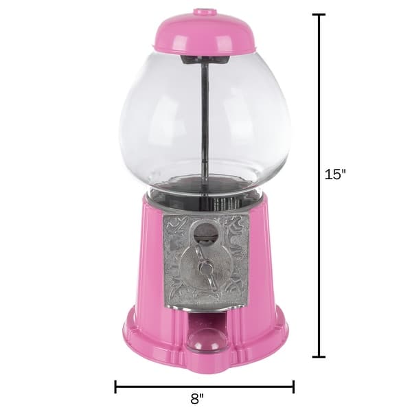 Gumball Machine - 15-inch Vintage Metal and Glass Candy Dispenser Machine by Great Northern Popcorn