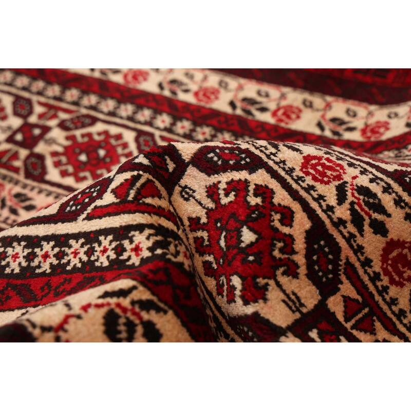 ECARPETGALLERY Hand-knotted Teimani Beige, Red Wool Rug - 3'5 x 6'8