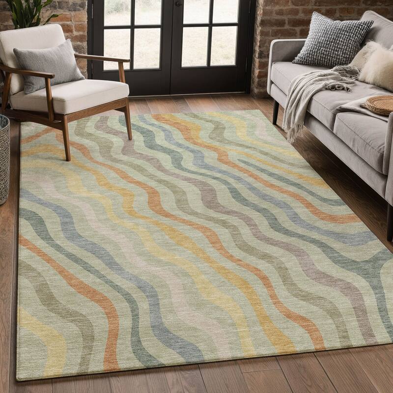 Machine Washable Indoor/ Outdoor Modern Eureka Chantille Rug
