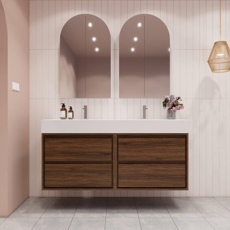 Victoria 60" Wall Mounted Vanity with Double Acrylic Sink (60DD)