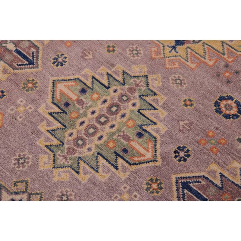 Southwestern Kazak Valery Purple/Beige Wool Rug - 8'0'' x 10'3''