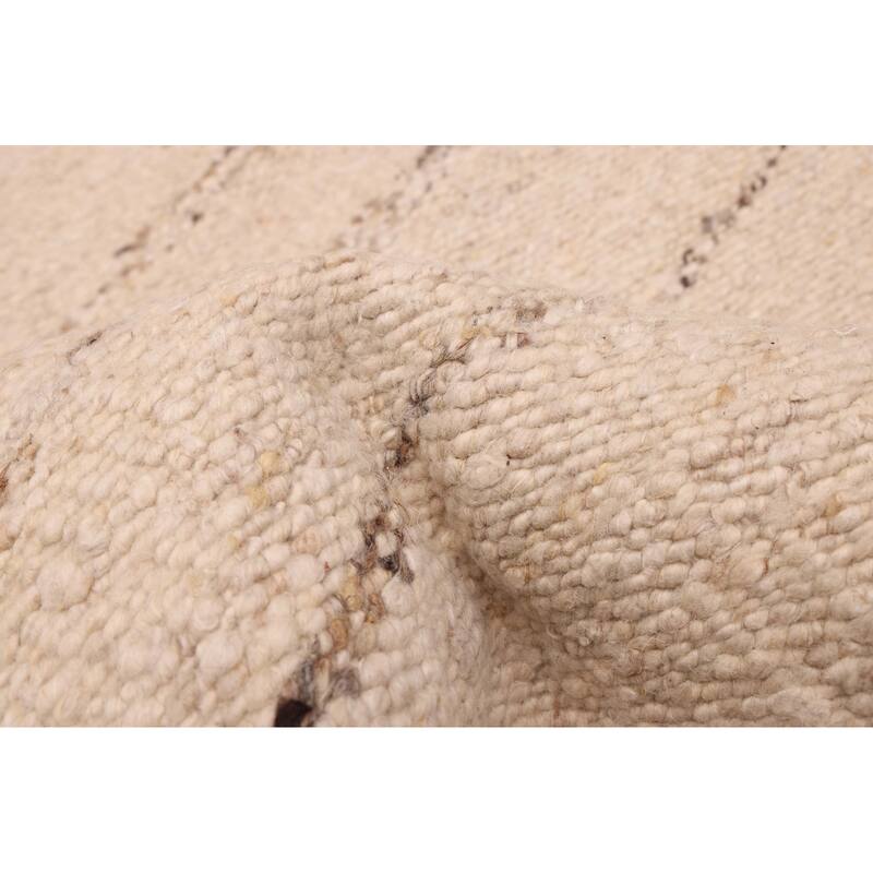ECARPETGALLERY Hand Woven Looma Beige Wool Rug - 7'10 x 9'8