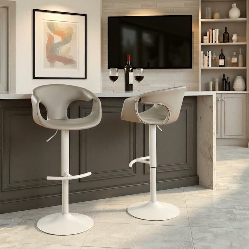 Porch & Den Saurya Adjustable Bar Stool with Rounded T Footrest (Set of 2)