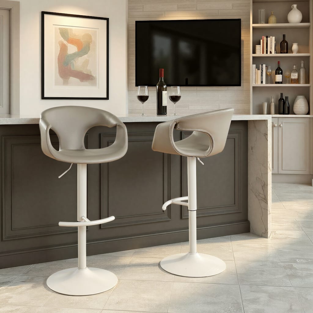 Porch & Den Saurya Adjustable Bar Stool with Rounded T Footrest (Set of 2)