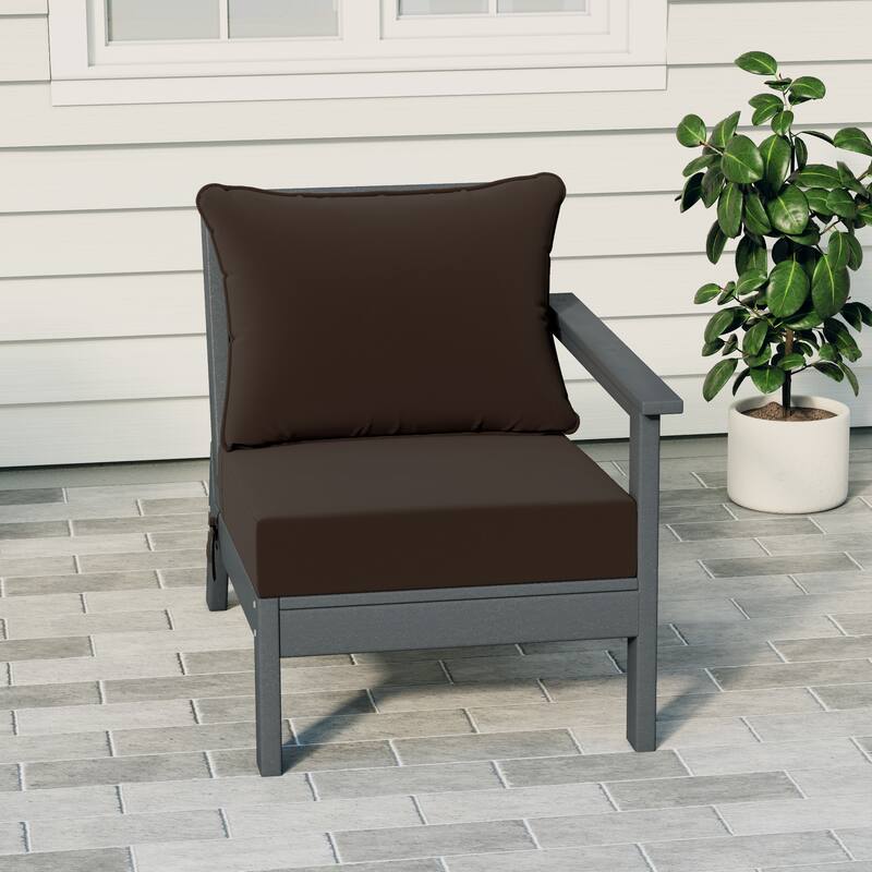 Birchwood All Weather HDPE Outdoor Patio Deep Seating Gray Right Arm Facing Chair With Cushions (1-Piece) - Gray/Brown