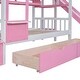 preview thumbnail 9 of 7, Twin Over Twin Size Bunk Bed Kids Bed with 2 Drawers 3 Shelves and Slide, Pink