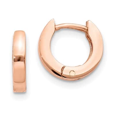 Curata 10k Rose Gold 9x2mm Round Hinged Hoop Earrings