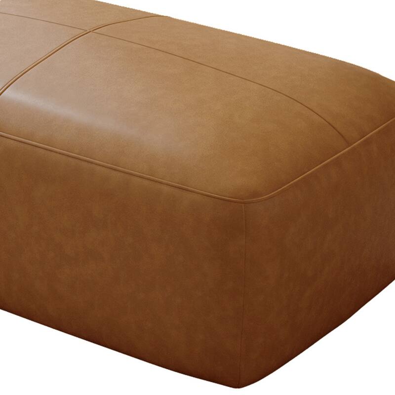 UIXE Genuine Leather Ottoman, Upholstered Ottoman for Living Room