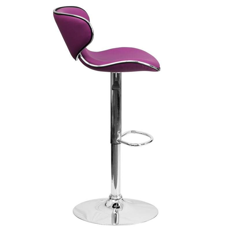 Contemporary Cozy Mid-back Vinyl Height-adjustable Chrome Barstool - 16"W x 17.5"D x 34.5" - 43"H