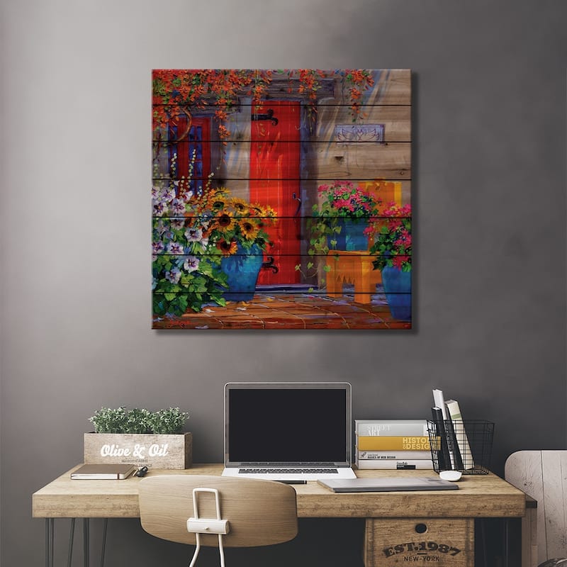Cascading Color Print On Wood by Mikki Senkarik - Multi-Color