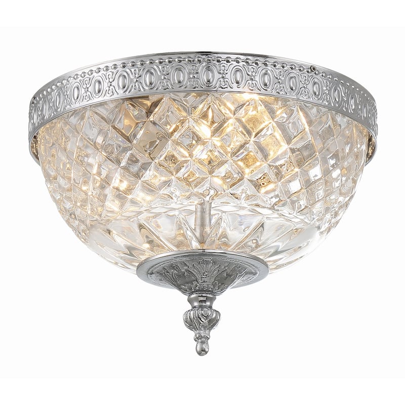 Crystorama 2 Light Crystal Flush Mount - 8"W x 8"H x 8"D