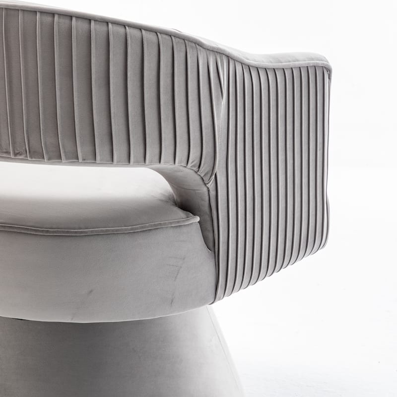 SEYNAR Modren Velvet Living Room Swivel Arm Barrel Chair with Tufted Back