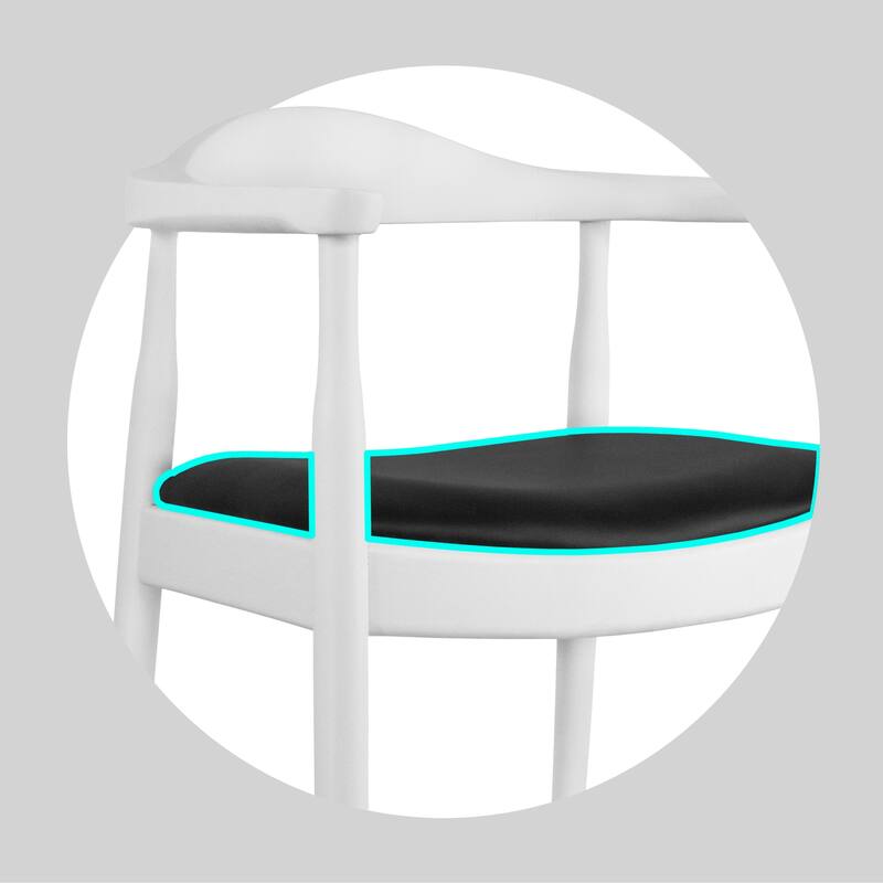 Wooden Farmhouse Dining Chair | PU Leather Cushion Seat | Modern Accent Kennedy Armchair for Kitchen Dining Room or Office