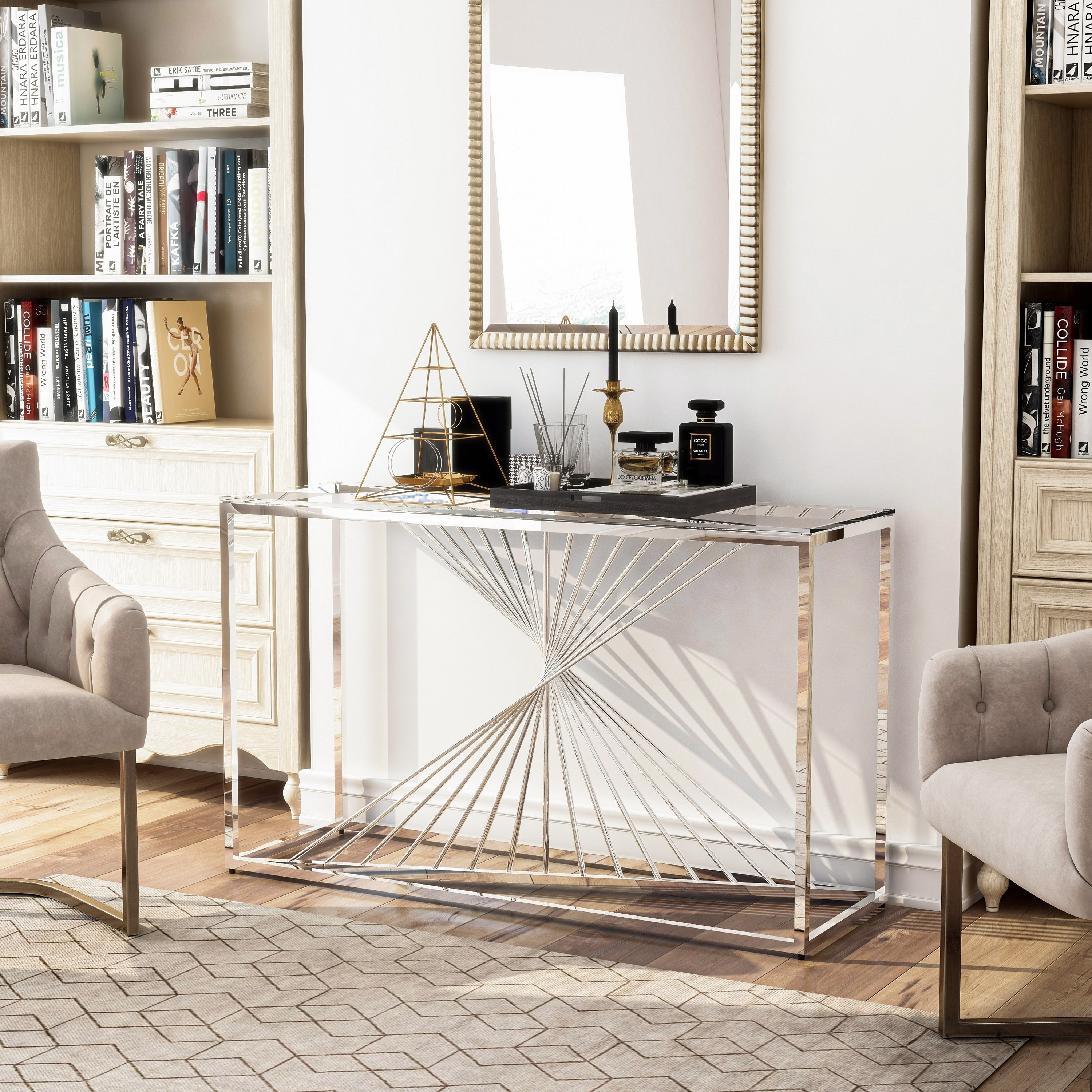 Furniture of America Limback Contemporary 47-inch Glass Top Geometric Sofa Table