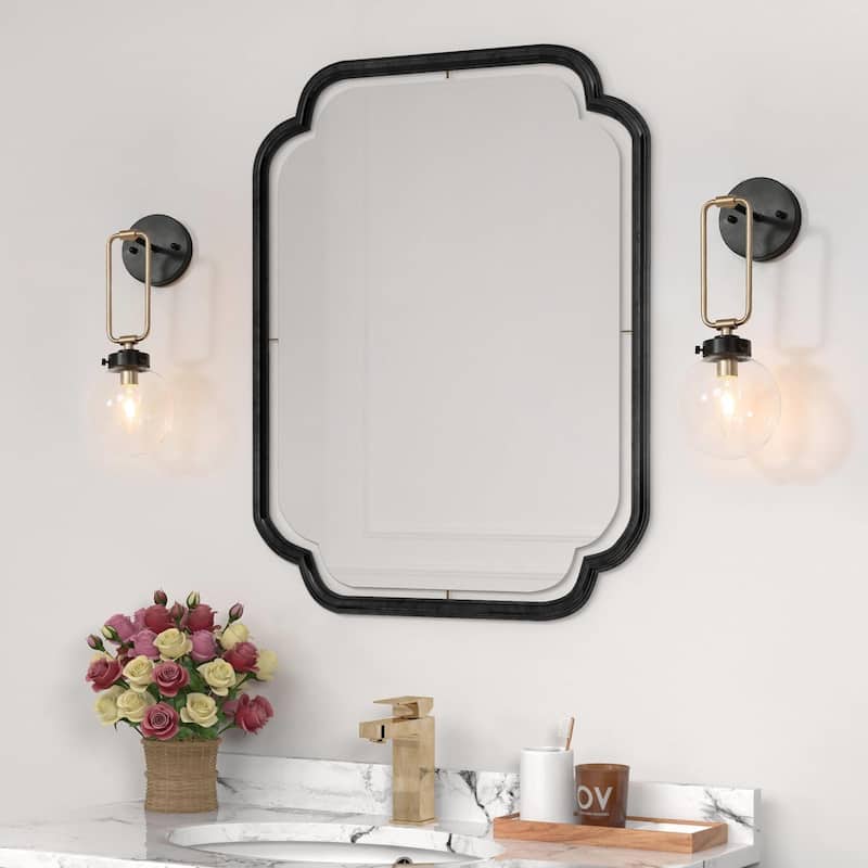 Modern 1-Light Bathroom Vanity Light Marsie Armed Glass Dimmable Farmhouse Wall Sconce for Foyer/ Stairway - L5" x W7" x H14.5"