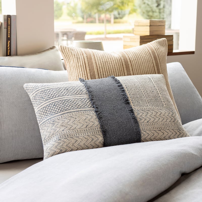 Decorative Hilton Lumbar Throw Pillow or Cover (22 X 14)