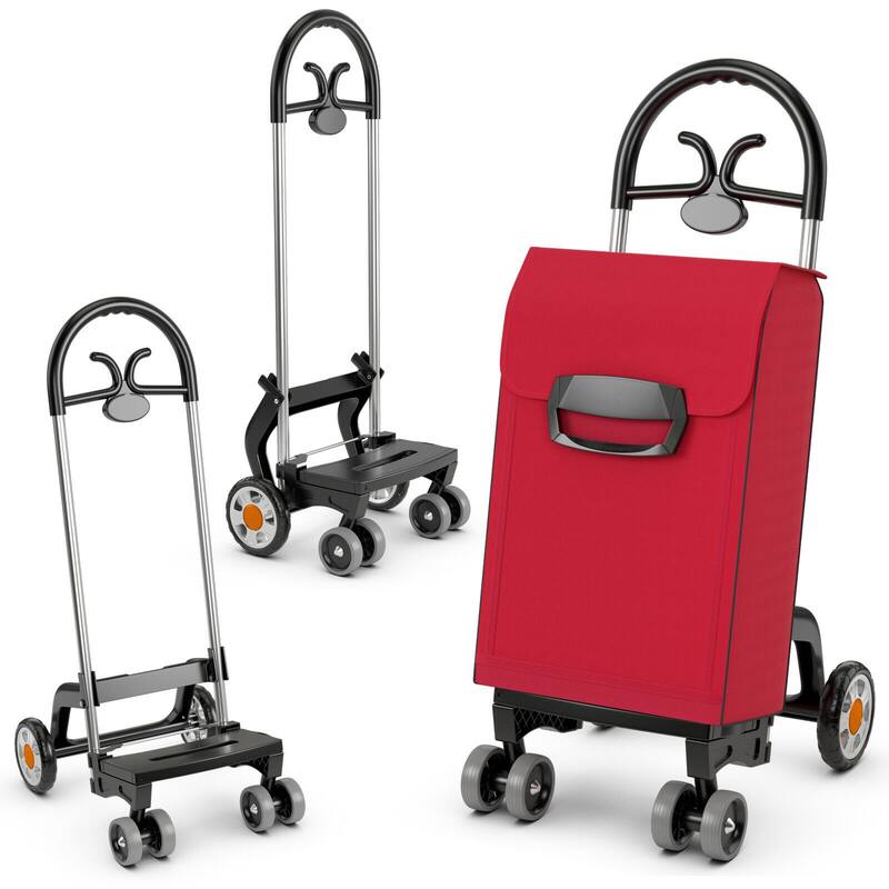 Multipurpose Lightweight Folding Shopping Cart with Swivel Front Wheels and Waterproof Polyester Bag - 16.5"x 19.5" x 41"