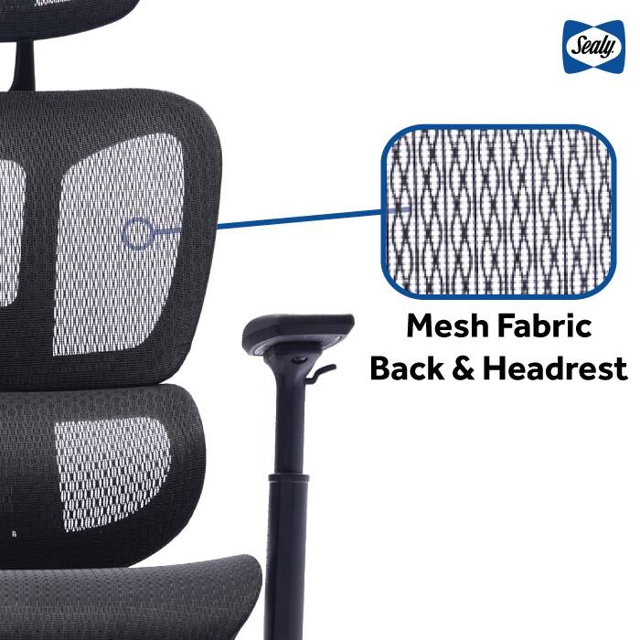 Sealy® Huxley Mesh Swivel Office Chair with Adjustable Headrest