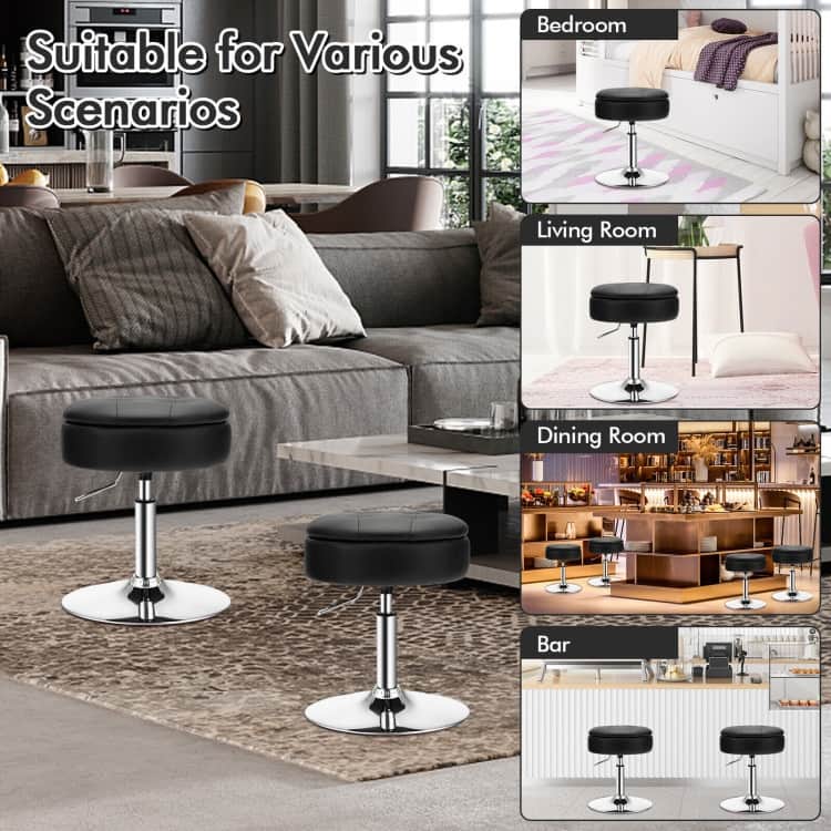 Adjustable Swivel Storage Vanity Stool with Removable Tray - 16.5" x 16.5" x 20-26"