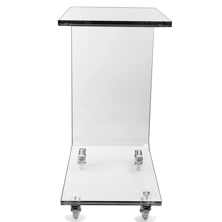 DesignStyles Acrylic C-Table w/Wheels - Gray Trim