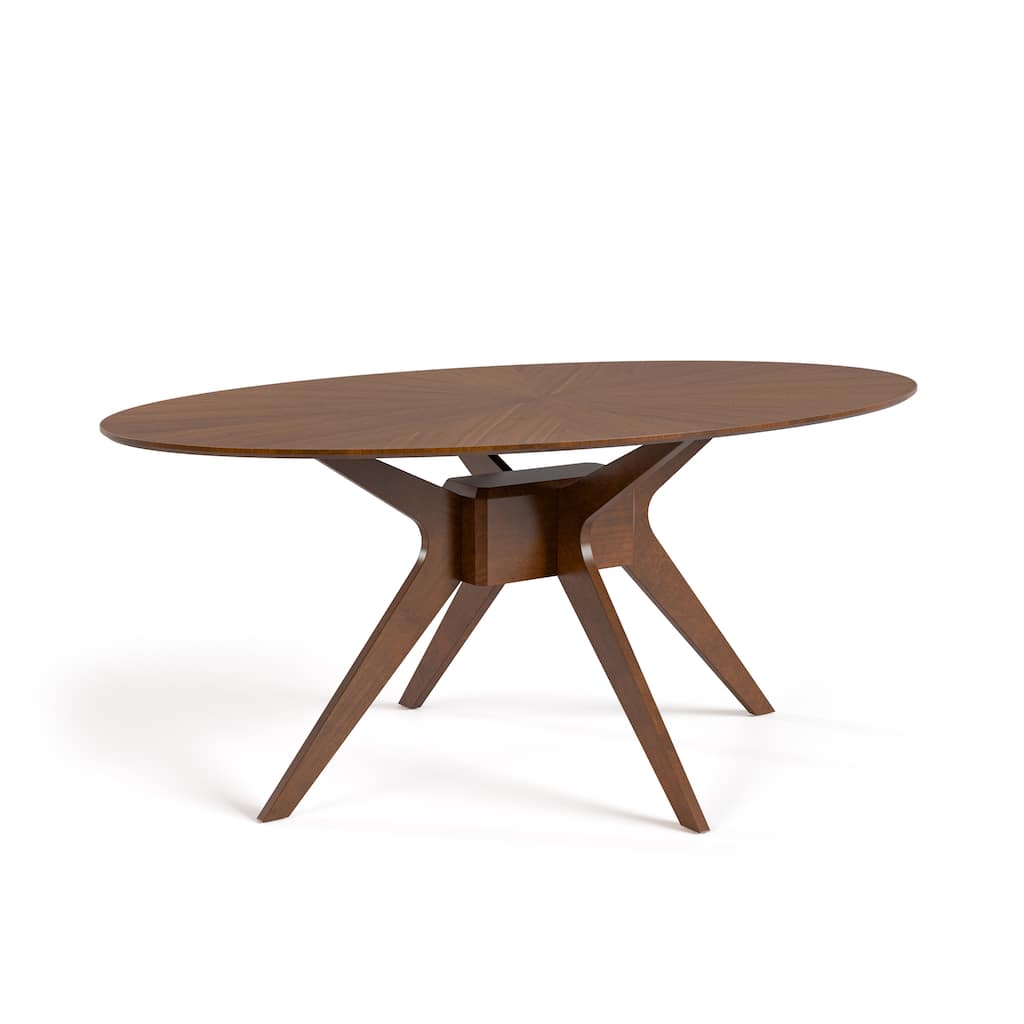 Furniture of America Shaw Mid-century Walnut 71-inch Oval Wood Dining Table