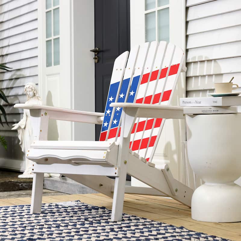 Adirondack USA Flag Patriotic Outdoor Wood Chair