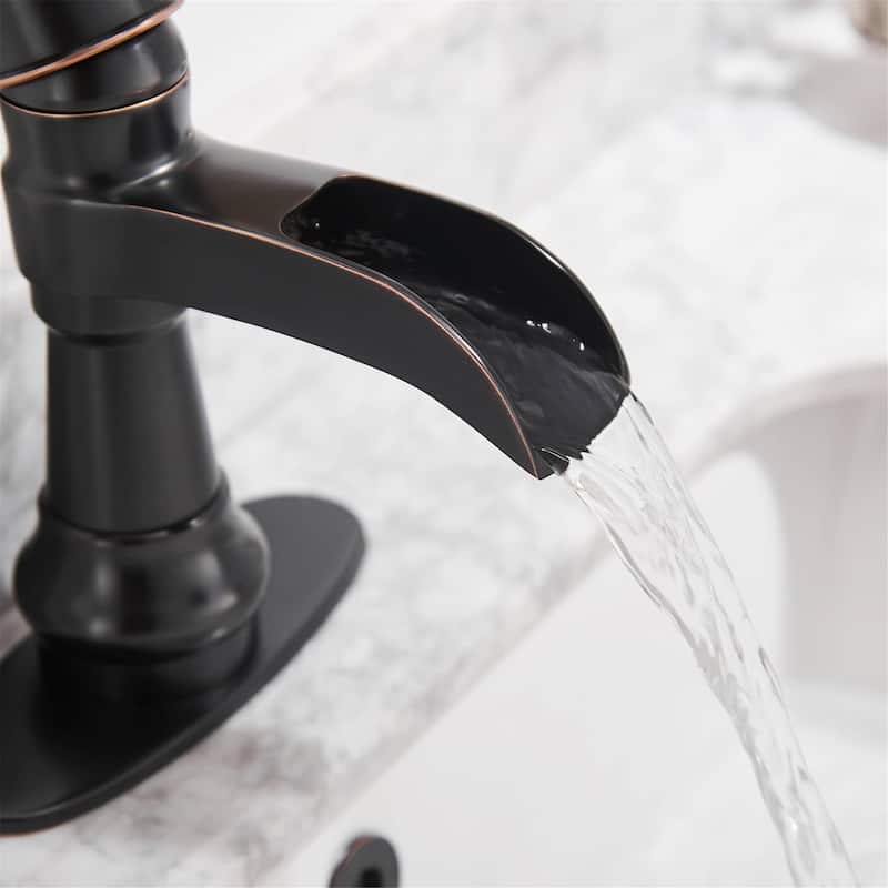 Waterfall Single Handle Bathroom Faucet With Drain Assembly Single Hole Bathroom Sink Faucets Modern Basin Vanity Mixer Taps
