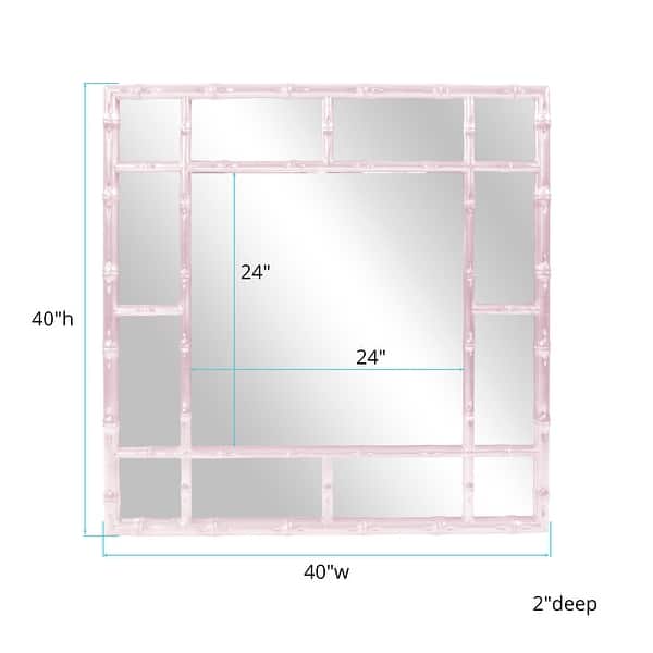 dimension image slide 5 of 8, Allan Andrews Square Bamboo Framed Wall Mirror - 40" x 40"