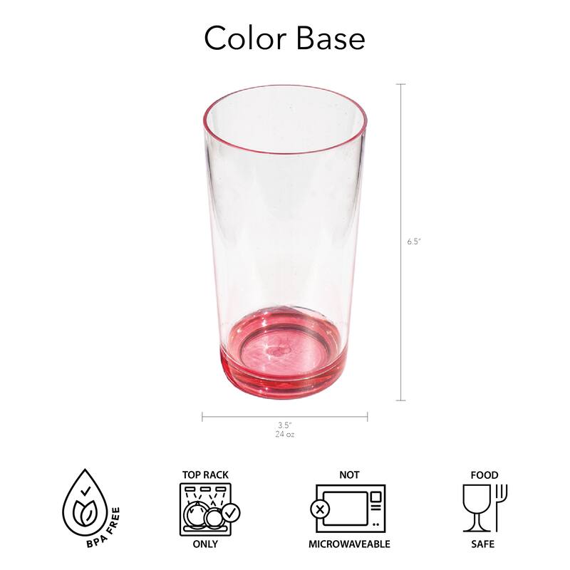 Abode Homewares Color Base Acrylic Drinking Glass - 24 oz - Set of 6