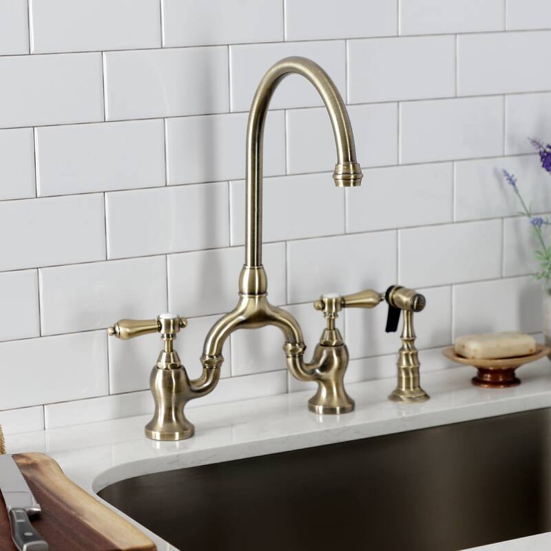 Kingston Brass KS779.BALBS Heirloom 1.8 GPM Bridge Kitchen Faucet